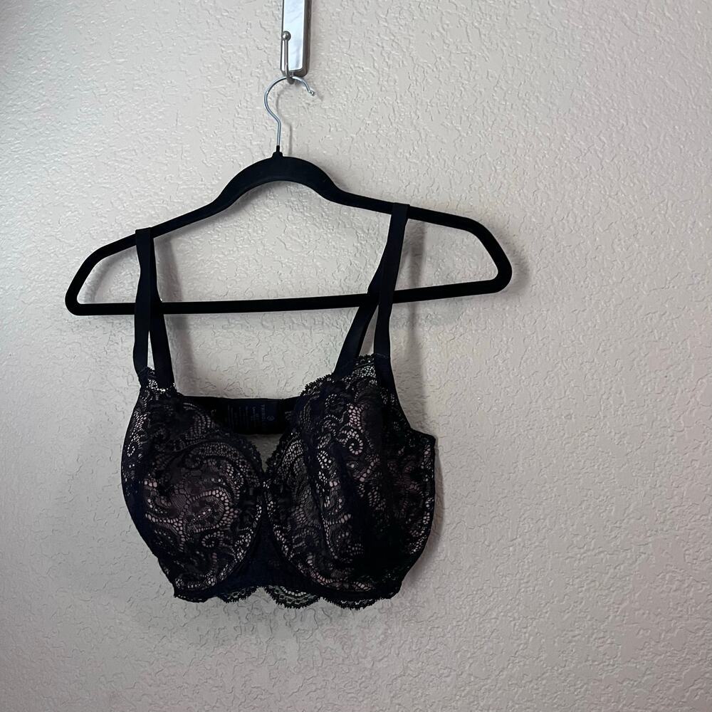 ThirdLove 24/7 Lace Balconette Bra 36 E Classic Underwire Push Up Black Tan 36DD - Picture 2 of 7